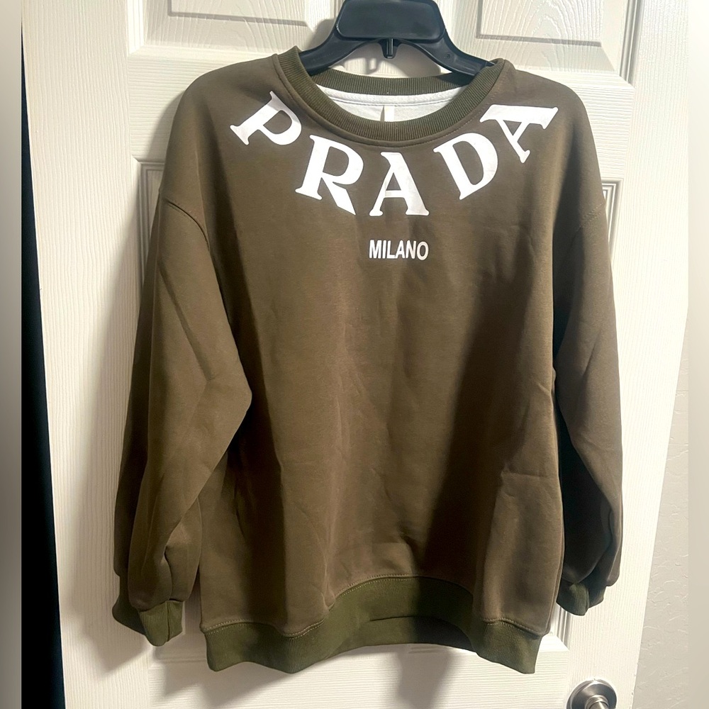 NWT Prada olive green sweatshirt . Size XL - unisex